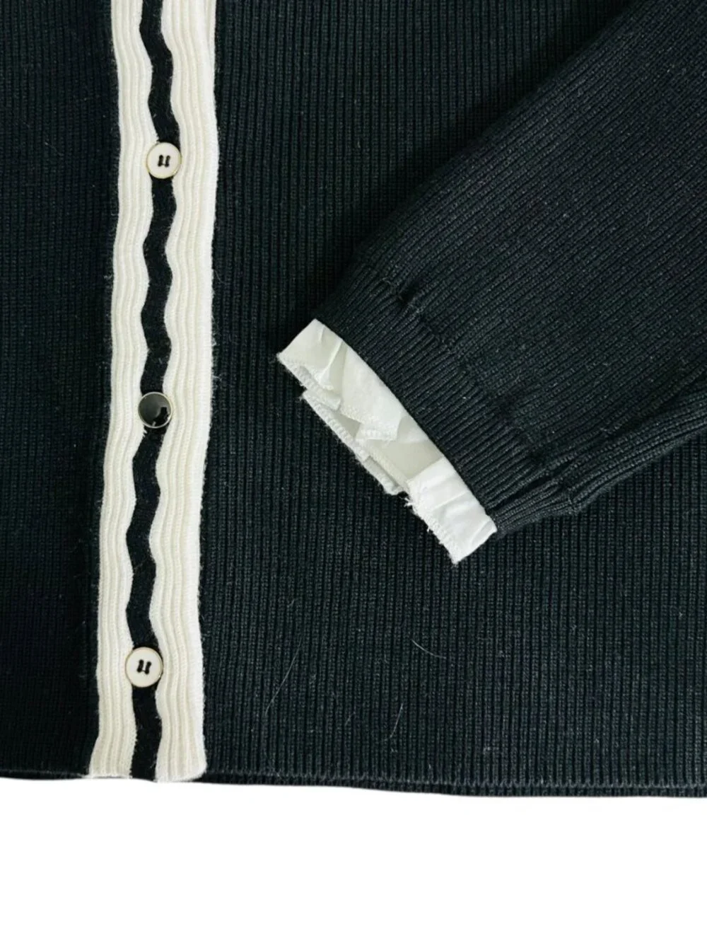 Elie Tahari Women's Size L Feminine Noir White Lady Cardigan Sweater NEW